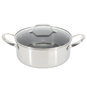 Oster Modessa 4.5 Quart Nonstick Triply Stainless Steel Dutch Oven with Honeycomb Design in Silver