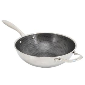 Oster Modessa 11 Inch Nonstick Triply Stainless Steel Wok with Honeycomb Design in Silver