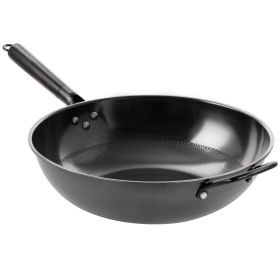 Gibson Home Debossed 13 Inch Heavy Gauge Carbon Steel Wok in Black