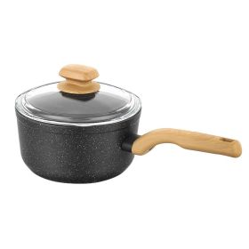 Korkmaz Montana 2 Piece 2 Liter Aluminum Nonstick Saucepan with Lid and Faux Wood Handles