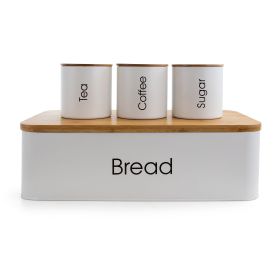 MegaChef Kitchen Food Storage and Organization 4 Piece Canister Set in White