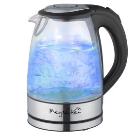 MegaChef 1.7Lt. Glass and Stainless Steel Electric Tea Kettle