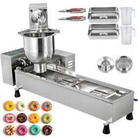 VEVOR 110V Commercial Automatic Donut Making Machine, Single Row Auto Doughnut Maker, 7L Hopper Donut Maker with 3 Sizes Molds, Doughnut Fryer