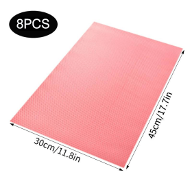 4 /8/12Pcs Refrigerator Liners; Washable Mats Covers Pads; Home Kitchen Gadgets Accessories Organization For Top Freezer Glass Shelf Wire Shelving Cup (Color: Pink-8pcs)